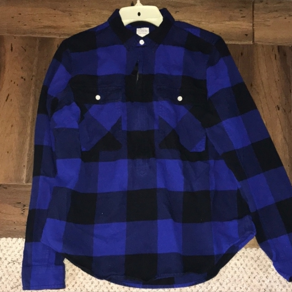 J Crew 1/2 Zip Flannel Shirt Jacket Sz M